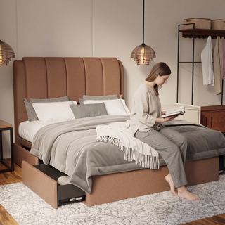 Asteron Fabric Drawer Bed Frame (Water Repellent & Pet friendly) by Somnuz - Lifestyle