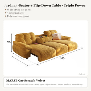 3.16m 3-Seater + Flip-Down Table · Triple Power
