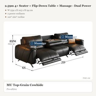 2.59m 4+ Seater + Flip-Down Table + Massage · Dual Power