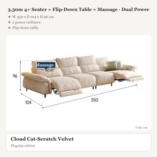 3.50m 4+ Seater + Flip-Down Table + Massage · Dual Power