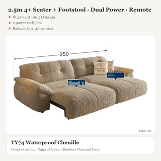 2.5m 4+ Seater + Footstool · Dual Power · Remote