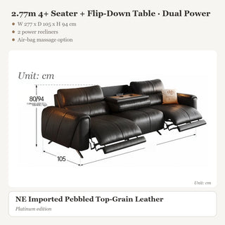2.77m 4+ Seater + Flip-Down Table · Dual Power
