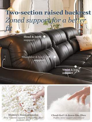 Two-section raised backrest with zoned support