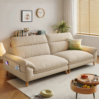 Cream cotton-linen sofa in a living room
