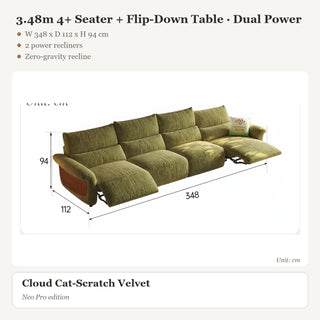 3.48m 4+ Seater + Flip-Down Table · Dual Power