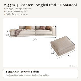 2.55m 4+ Seater · Angled End + Footstool