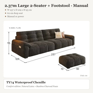 2.37m Large 2-Seater + Footstool · Manual
