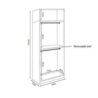 Megafurniture | Borese Glass Open Door Wardrobe with Top | Open Door Wardrobe