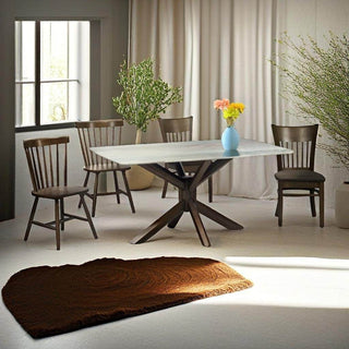 Brighton Wooden Dining Table with Crystalised Stone Top (160cm) Singapore