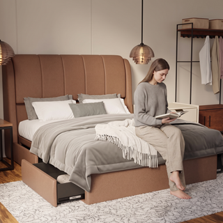 Brinley Fabric Drawer Bed Frame (Water Repellent & Pet friendly) by Somnuz - Lifestyle