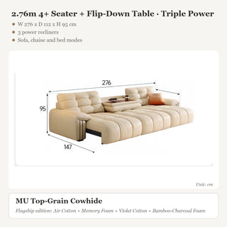 2.76m 4+ Seater + Flip-Down Table · Triple Power