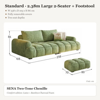 Standard · 2.38m Large 2-Seater + Footstool