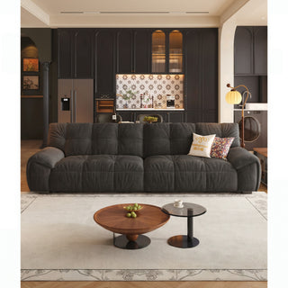 Dark grey chenille power sofa bed in a living room