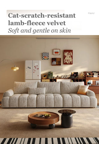 Cat-scratch-resistant lamb-fleece velvet