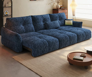 Chenille power sofa in a living room