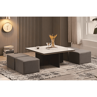 Caius 4 Seater Coffee Table with Stool Singapore