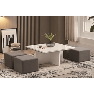 Caius II 4 Seater Coffee Table with Stool Singapore