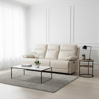 Calytrix Genuine Leather Manual Recliner Sofa