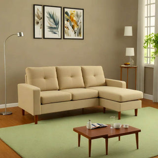 Caruso Beige Fabric L-Shape Sofa Singapore