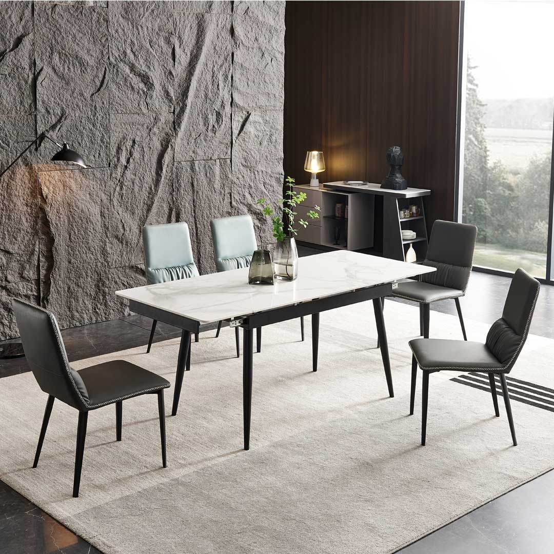 Catharina Glossy Sintered Stone Extendable Dining Table (120cm/140cm/160cm) Singapore
