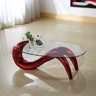 Ciaran Coffee Table with Glass Top in Red Singapore