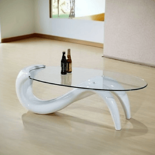 Ciaran Coffee Table with Glass Top in White Singapore