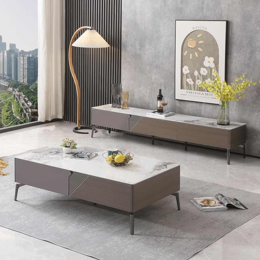 Clarity Glossy Sintered Stone TV Console Singapore