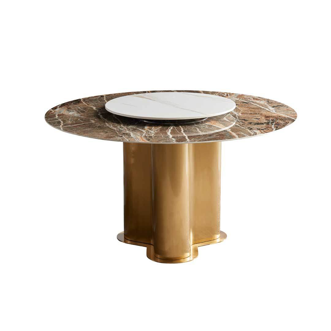 Clover Glossy Sintered Stone Dining Table with Lazy Susan (135cm/140cm/150cm) Singapore