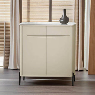 Corinne 2 Door Shoe Cabinet with Tempered Glass Top Singapore