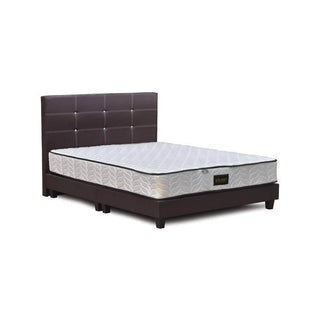 Megafurniture | Corissa Brown Faux Leather Bedframe + Solano Foam Mattress Bed Set | Bed + Mattress