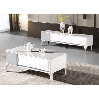 Cosette White Coffee Table with Sintered Stone Top Singapore