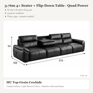 3.76m 4+ Seater + Flip-Down Table · Quad Power