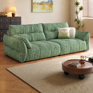 Spring-green chenille sofa in a living room