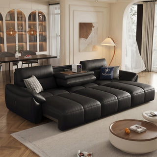 Eloova Genuine Leather Sofa Bed in a living room
