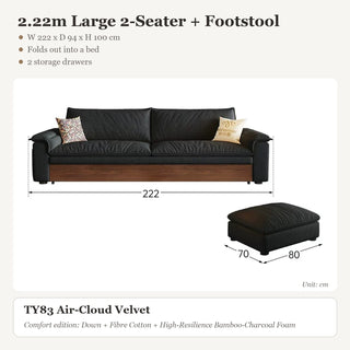 2.22m Large 2-Seater + Footstool