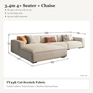 3.4m 4+ Seater + Chaise