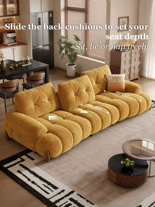 Slide the back cushions to set your seat depth