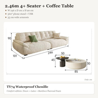 2.46m 4+ Seater + Coffee Table