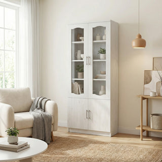 Darneil White Wash Display Cabinet/Bookshelf