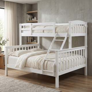 Delilah White Wooden Double Decker Bed Frame