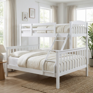 Delilah White Wooden Double Decker Bed Frame