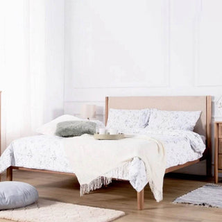 Delora Fabric Wooden Bed Singapore