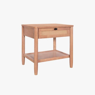 Delora Wooden Bedside Table with Rattan Drawer Singapore