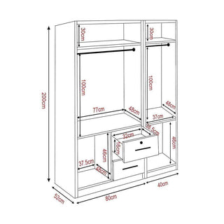 Deverell 3 Open Door Wardrobe and Drawers (120cm) Singapore