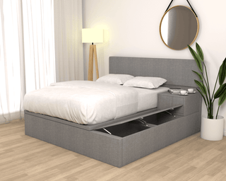 Devonne Platform Storage Grey Fabric Bed Frame (Water Repellent) Singapore