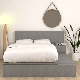 Devonne Platform Storage Grey Fabric Bed Frame (Water Repellent) Singapore