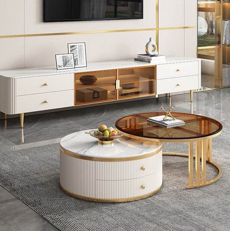 Dione Glossy Sintered Stone Nesting Coffee Table Singapore