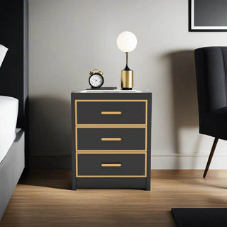 Dorsey Black Bedside Table with LED Light Singapore