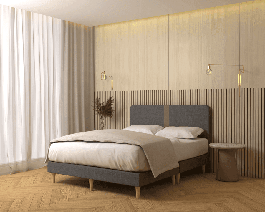 Dourado Fabric Bed Frame (Water Repellent) + Hippomatt 8 inch Spring Quilted Mattress Singapore