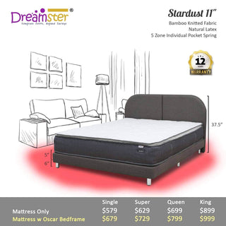 Dreamster Stardust Pocketed Spring Mattress + Bed Frame Singapore